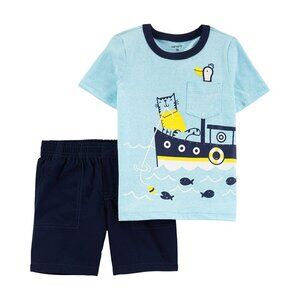 Carter's 2-Piece Boat Snow Yarn Tee & Poplin Shorts